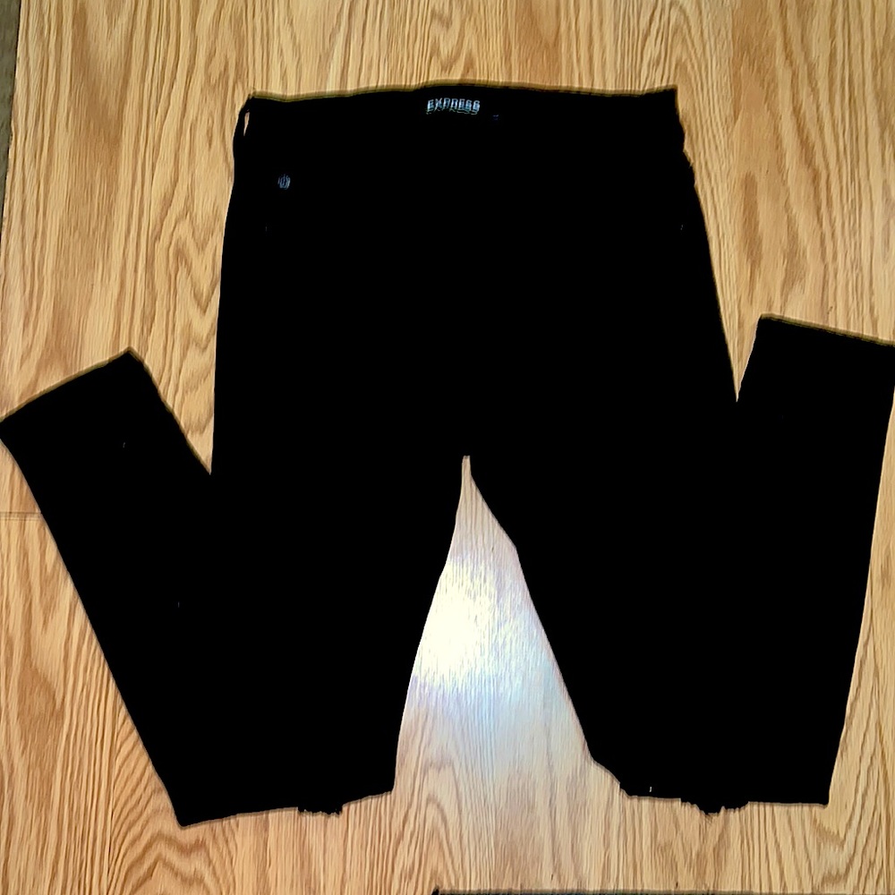 Express Black Jeggings detressed